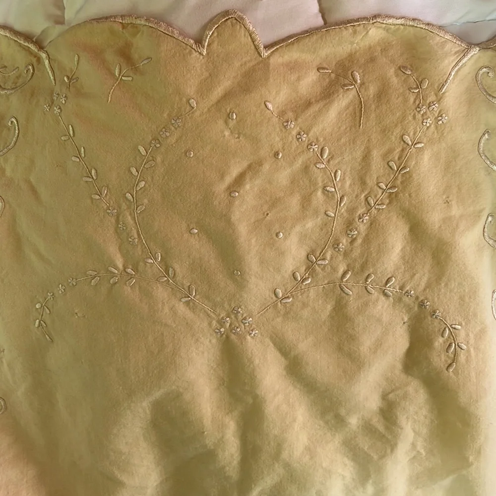 Vintage Embroidered European Sham Light Yellow Color; Beautiful in a Bedroom - Picture 2 of 10